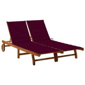 Tumbona de jardín 2 personas y cojines madera maciza de acacia by , Loungers - Ref: Foro24-3061383, Price: 410,82 €, Discount: %