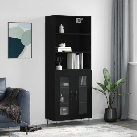 Aparador alto madera contrachapada negro 69,5x34x180 cm by , Sideboards - Ref: Foro24-3189310, Price: 147,55 €, Discount: %