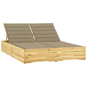 Tumbona doble y cojines beige madera pino impregnada by , Loungers - Ref: Foro24-3065972, Price: 330,87 €, Discount: %