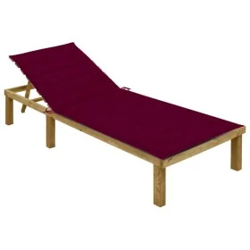 Tumbona con cojín rojo tinto madera de pino impregnada von , Liegen - Ref: Foro24-3065828, Preis: 111,50 €, Rabatt: %