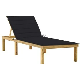 Tumbona con cojín negro madera de pino impregnada by , Loungers - Ref: Foro24-3065856, Price: 134,32 €, Discount: %