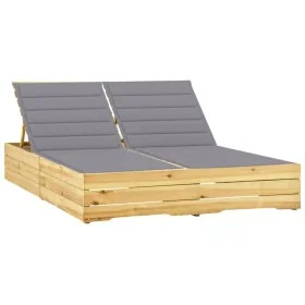 Tumbona doble y cojines madera pino impregnada gris by , Loungers - Ref: Foro24-3065970, Price: 318,48 €, Discount: %