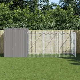 Caseta perros corral acero galvanizado gris claro 214x457x181cm de , Casetas para perros - Ref: Foro24-3189126, Precio: 483,4...