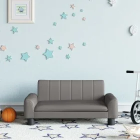 Sofá para niños de cuero sintético gris 70x45x30 cm de , Mobiliario para bebés y niños pequeños - Ref: Foro24-3196277, Precio...