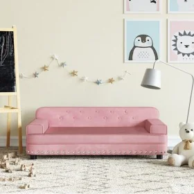 Sofá para niños de terciopelo rosa 90x53x30 cm de , Mobiliario para bebés y niños pequeños - Ref: Foro24-3196282, Precio: 90,...