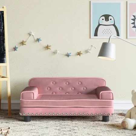 Sofá para niños de terciopelo rosa 70x45x30 cm de , Mobiliario para bebés y niños pequeños - Ref: Foro24-3196296, Precio: 70,...