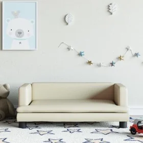 Sofá para niños de cuero sintético crema 80x45x30 cm by , Baby and Toddler Furniture - Ref: Foro24-3196313, Price: 69,45 €, D...