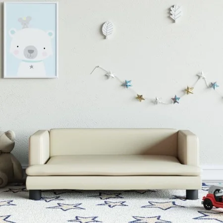 Sofá para niños de cuero sintético crema 80x45x30 cm de , Mobiliario para bebés y niños pequeños - Ref: Foro24-3196313, Preci...