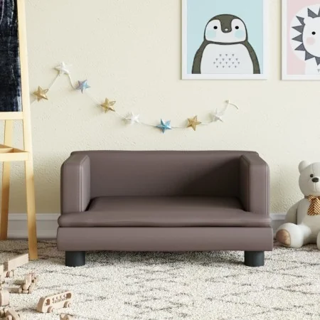 Sofá para niños de cuero sintético marrón 60x40x30 cm de , Mobiliario para bebés y niños pequeños - Ref: Foro24-3196326, Prec...