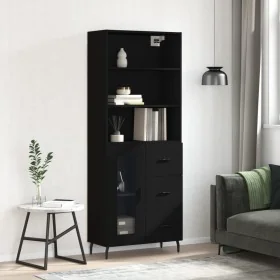 Aparador alto madera contrachapada negro 69,5x34x180 cm by , Sideboards - Ref: Foro24-3189526, Price: 163,56 €, Discount: %