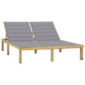 Tumbona doble y cojines grises madera de pino impregnada de , Tumbonas - Ref: Foro24-3065880, Precio: 211,27 €, Descuento: %