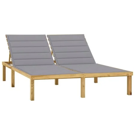Tumbona doble y cojines grises madera de pino impregnada by , Loungers - Ref: Foro24-3065880, Price: 211,27 €, Discount: %