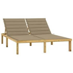 Tumbona doble y cojines beige madera pino impregnada de , Tumbonas - Ref: Foro24-3065882, Precio: 216,18 €, Descuento: %