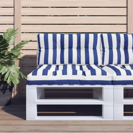 Cojín para palés tela a rayas azul y blanco 80x40x12 cm de , Cojines para sillas y sofás - Ref: Foro24-360616, Precio: 22,31 ...