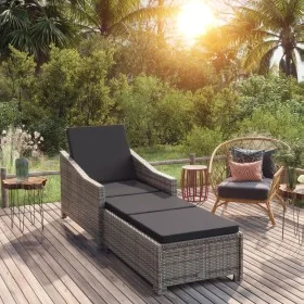 Tumbona de jardín con cojín de ratán sintético gris oscuro von , Liegen - Ref: Foro24-317180, Preis: 203,87 €, Rabatt: %