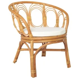 Silla de comedor con cojín ratán natural y lino marrón claro von , Essstühle - Ref: Foro24-325477, Preis: 206,21 €, Rabatt: %