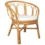 Silla de comedor con cojín ratán natural y lino marrón claro de , Sillas de comedor - Ref: Foro24-325477, Precio: 206,21 €, D...