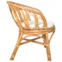 Silla de comedor con cojín ratán natural y lino marrón claro de , Sillas de comedor - Ref: Foro24-325477, Precio: 206,21 €, D...