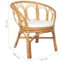 Silla de comedor con cojín ratán natural y lino marrón claro de , Sillas de comedor - Ref: Foro24-325477, Precio: 206,21 €, D...