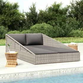 Tumbona cama de jardín ratán sintético gris 110x200 cm de , Camas para exteriores - Ref: Foro24-45777, Precio: 317,92 €, Desc...