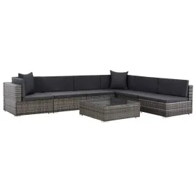 Set de muebles de jardín 7 pzas y cojines ratán sintético gris de , Conjuntos de jardín - Ref: Foro24-44601, Precio: 767,65 €...