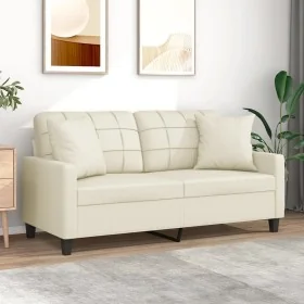 Sofá de 2 plazas con cojines cuero sintético color crema 140 cm von , Sofas - Ref: Foro24-3200804, Preis: 226,69 €, Rabatt: %