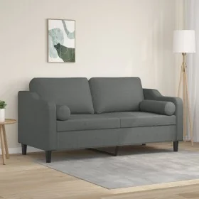 Sofá de 2 plazas con cojines tela gris oscuro 140 cm de , Sofás - Ref: Foro24-3200846, Precio: 211,69 €, Descuento: %