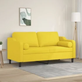 Sofá de 2 plazas con cojines tela amarillo claro 140 cm de , Sofás - Ref: Foro24-3200850, Precio: 226,89 €, Descuento: %