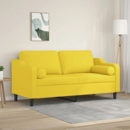 Sofá de 2 plazas con cojines tela amarillo claro 140 cm de , Sofás - Ref: Foro24-3200850, Precio: 226,89 €, Descuento: %