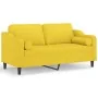 Sofá de 2 plazas con cojines tela amarillo claro 140 cm de , Sofás - Ref: Foro24-3200850, Precio: 226,89 €, Descuento: %