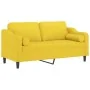 Sofá de 2 plazas con cojines tela amarillo claro 140 cm de , Sofás - Ref: Foro24-3200850, Precio: 226,89 €, Descuento: %