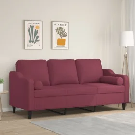 Sofá de 3 plazas con cojines tela rojo tinto 180 cm de , Sofás - Ref: Foro24-3200859, Precio: 361,34 €, Descuento: %