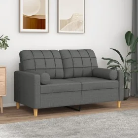 Sofá de 2 plazas con cojines tela gris oscuro 120 cm by , Sofas - Ref: Foro24-3200775, Price: 244,98 €, Discount: %