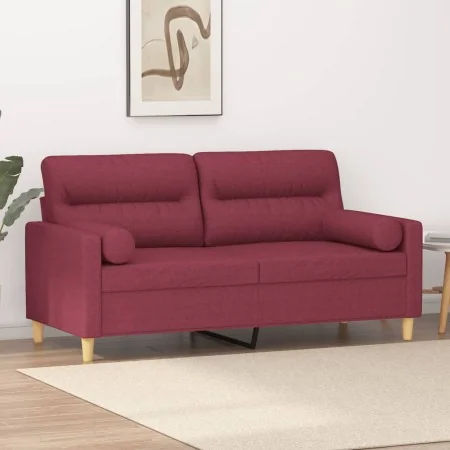 Sofá de 2 plazas con cojines tela rojo tinto 140 cm de , Sofás - Ref: Foro24-3200827, Precio: 220,79 €, Descuento: %