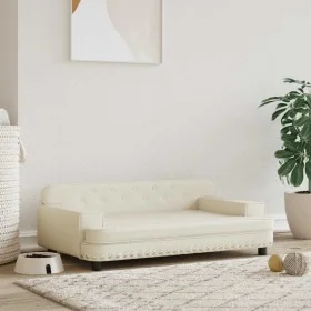 Cama para perros de cuero sintético crema 90x53x30 cm de , Camas para perros - Ref: Foro24-171877, Precio: 92,86 €, Descuento: %