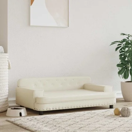 Cama para perros de cuero sintético crema 90x53x30 cm de , Camas para perros - Ref: Foro24-171877, Precio: 92,86 €, Descuento: %
