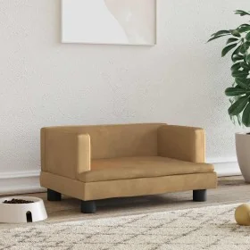 Cama para perros de terciopelo marrón 60x40x30 cm de , Camas para perros - Ref: Foro24-171911, Precio: 66,44 €, Descuento: %