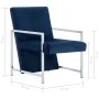 Sillón con patas cromadas de terciopelo azul de , Sillones - Ref: Foro24-282160, Precio: 121,81 €, Descuento: %