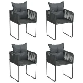 Sillas de jardín con cojines 4 unidades ratán sintético negro de , Sillas de jardín - Ref: Foro24-313107, Precio: 288,91 €, D...