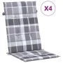 Cojín silla jardín respaldo alto 4 uds cuadros gris 120x50x3 cm de , Cojines para sillas y sofás - Ref: Foro24-314129, Precio...