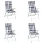 Cojín silla jardín respaldo alto 4 uds cuadros gris 120x50x3 cm de , Cojines para sillas y sofás - Ref: Foro24-314129, Precio...