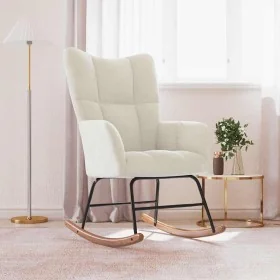 Silla mecedora de terciopelo blanco crema de , Mecedoras - Ref: Foro24-328148, Precio: 144,75 €, Descuento: %