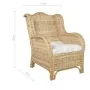 Sofá con cojín ratán natural y lino de , Sofás - Ref: Foro24-325463, Precio: 291,77 €, Descuento: %