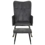 Mecedora con taburete cuero auténtico gris de , Mecedoras - Ref: Foro24-339697, Precio: 138,93 €, Descuento: %