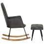Mecedora con taburete cuero auténtico gris de , Mecedoras - Ref: Foro24-339697, Precio: 138,93 €, Descuento: %