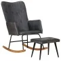 Mecedora con taburete cuero auténtico gris de , Mecedoras - Ref: Foro24-339697, Precio: 138,93 €, Descuento: %