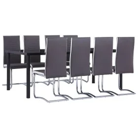 Juego de comedor 9 piezas cuero sintético gris de , muebles para cocinas y comedores - Ref: Foro24-3053151, Precio: 775,77 €,...