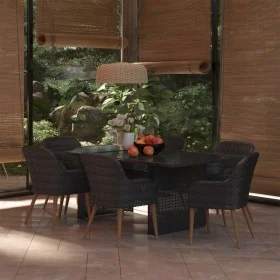 Juego de comedor para jardín 7 piezas ratán sintético negro de , Conjuntos de jardín - Ref: Foro24-3059482, Precio: 816,85 €,...