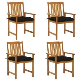 Sillas de jardín con cojines 4 unidades madera maciza de acacia de , Sillas de jardín - Ref: Foro24-3061212, Precio: 310,80 €...