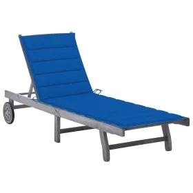 Tumbona de jardín con cojín madera maciza de acacia gris by , Loungers - Ref: Foro24-3061369, Price: 193,56 €, Discount: %